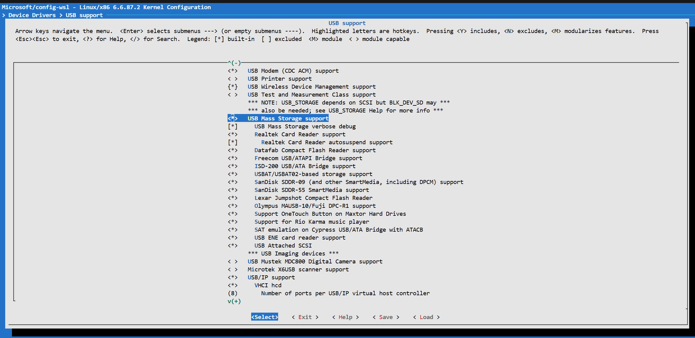 wsl2内核menuconfig